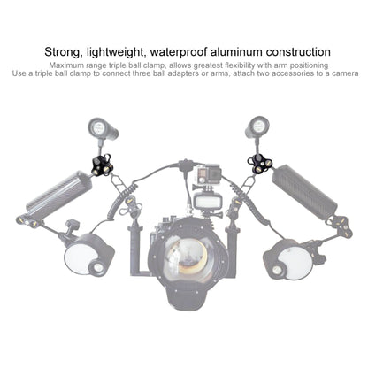 PULUZ Triple Ball Clamp Diving Camera Bracket Aluminum Spring Flashlight Clamp for Diving Underwater Photography System - free shipping - PMC Jewellery - Order now!
