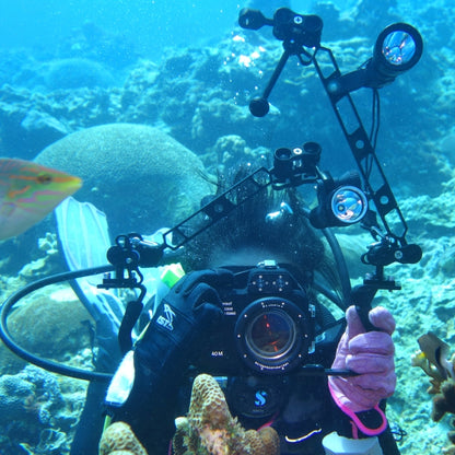 PULUZ Triple Ball Clamp Diving Camera Bracket Aluminum Spring Flashlight Clamp for Diving Underwater Photography System - free shipping - PMC Jewellery - Order now!