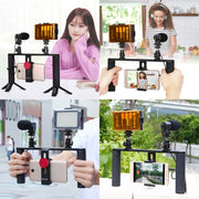 PULUZ Vlogging Live Broadcast Smartphone Video Rig Filmmaking Recording Handle Stabilizer Aluminum Bracket for iPhone, Galaxy, Huawei, Xiaomi, HTC, LG, Google, and Other Smartphones