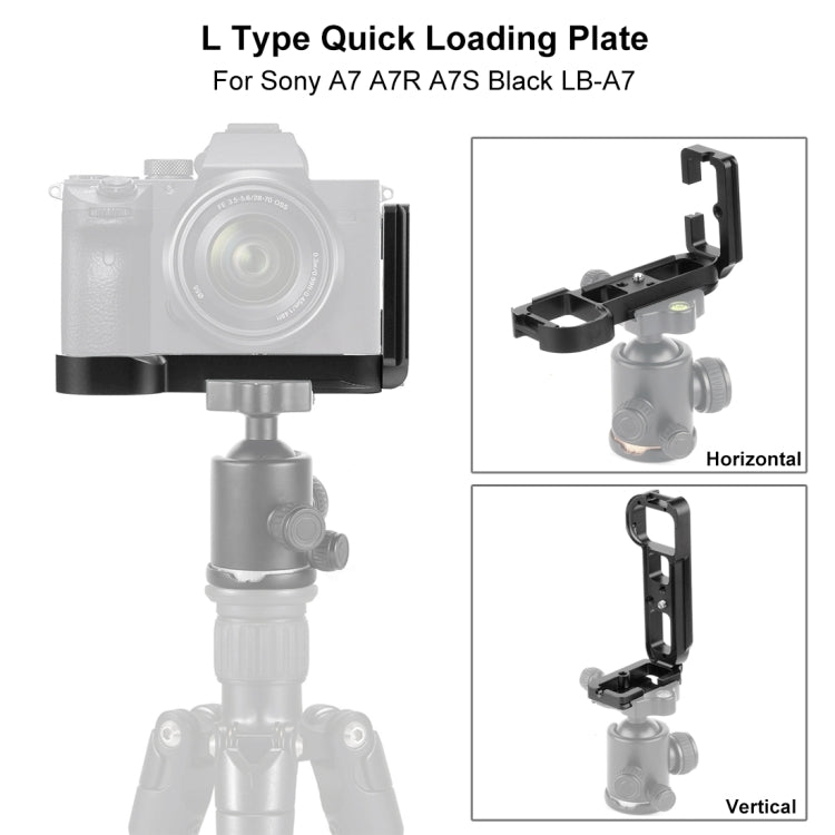 PULUZ 1/4 inch Vertical Shoot Quick Release L Plate Bracket Base Holder for Sony A7R / A7 / A7S(Black) - L-Bracket by PULUZ | Online Shopping South Africa | PMC TechLife | Buy Now Pay Later Mobicred