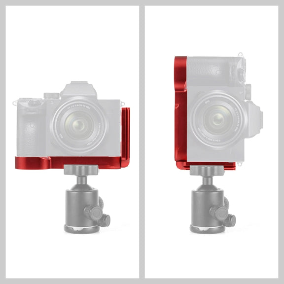 PULUZ 1/4 inch Vertical Shoot Quick Release L Plate Bracket Base Holder for Sony A7R / A7 / A7S(Red)