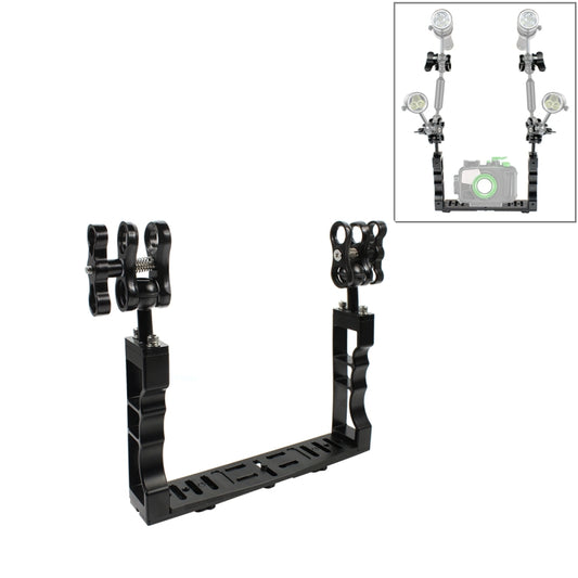 PULUZ Dual Handle Aluminium Tray Stabilizer with Dual Ball Aluminum Alloy Clamp for Underwater Camera Housings - free shipping - PMC Jewellery - Order now!