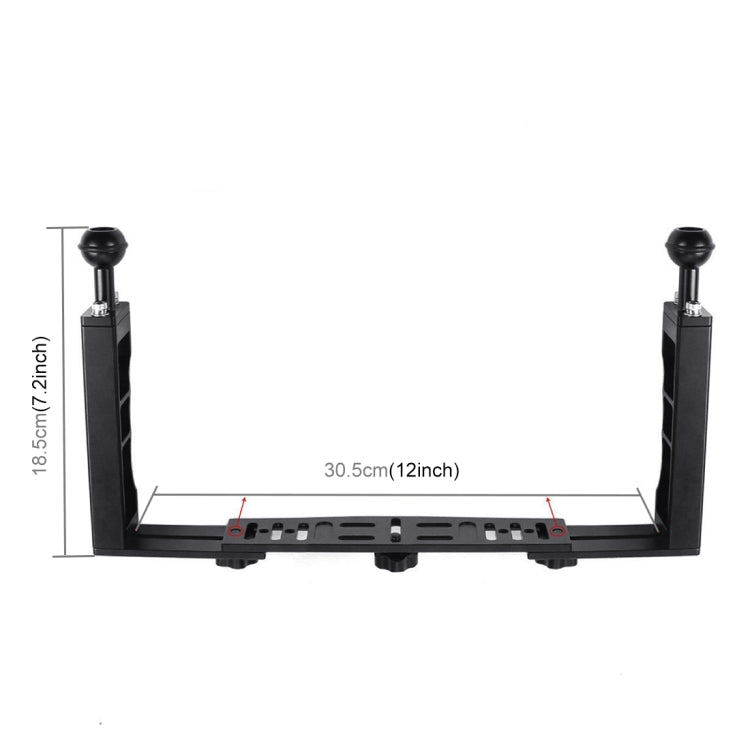 PULUZ Dual Handle Aluminium Tray Stabilizer with Dual Ball Aluminum Alloy Clamp for Underwater Camera Housings - free shipping - PMC TechLife - Order now!