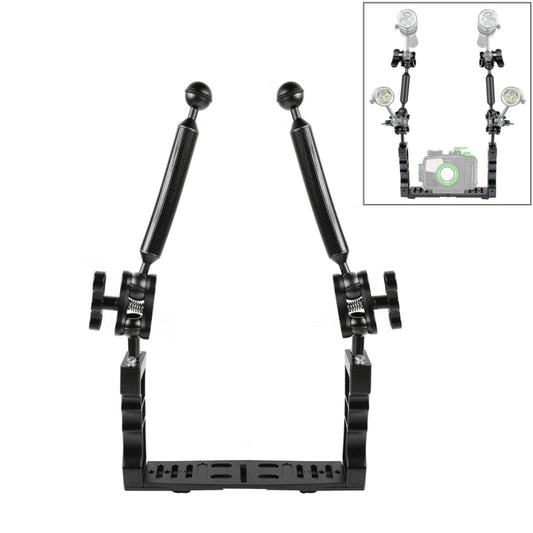 PULUZ Dual Handle Aluminium Tray Stabilizer with 2 x Dual Ball Aluminum Alloy Clamp & 2 x 7 inch Floating Arm for Underwater Camera Housings(Black) - free shipping - PMC Jewellery - Order now!