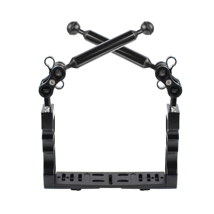 PULUZ Dual Handle Aluminium Tray Stabilizer with 2 x Dual Ball Aluminum Alloy Clamp & 2 x 7 inch Floating Arm for Underwater Camera Housings(Black) - free shipping - PMC Jewellery - Order now!