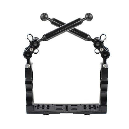 PULUZ Dual Handle Aluminium Tray Stabilizer with 2 x Dual Ball Aluminum Alloy Clamp & 2 x 7 inch Floating Arm for Underwater Camera Housings(Black) - free shipping - PMC Jewellery - Order now!