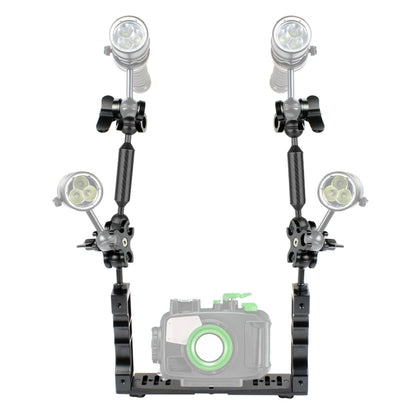 PULUZ Dual Handle Aluminium Tray Stabilizer with 2 x Dual Ball Aluminum Alloy Clamp & 2 x 7 inch Floating Arm for Underwater Camera Housings(Black) - free shipping - PMC Jewellery - Order now!