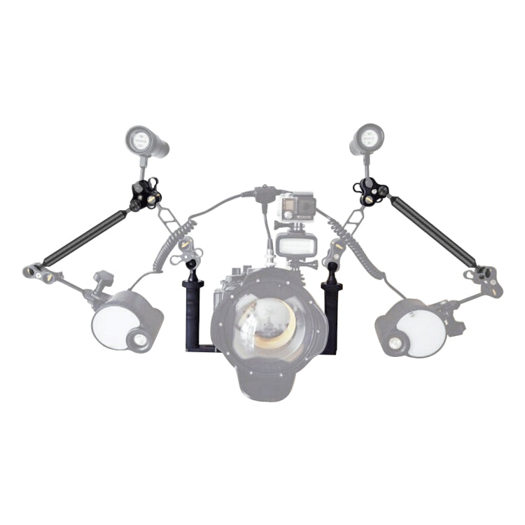 PULUZ Dual Handle Aluminium Tray Stabilizer with 2 x Dual Ball Aluminum Alloy Clamp & 2 x 7 inch Floating Arm for Underwater Camera Housings(Black) - free shipping - PMC Jewellery - Order now!