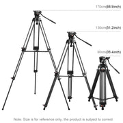 PULUZ Professional Heavy Duty Video Camcorder Aluminum Alloy Tripod with Fluid Drag Head for DSLR / SLR Camera, Adjustable Height: 80-160cm(Black)