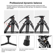 PULUZ Professional Heavy Duty Video Camcorder Aluminum Alloy Tripod with Fluid Drag Head for DSLR / SLR Camera, Adjustable Height: 80-160cm(Black)