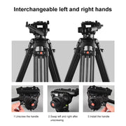 PULUZ Professional Heavy Duty Video Camcorder Aluminum Alloy Tripod with Fluid Drag Head for DSLR / SLR Camera, Adjustable Height: 80-160cm(Black)