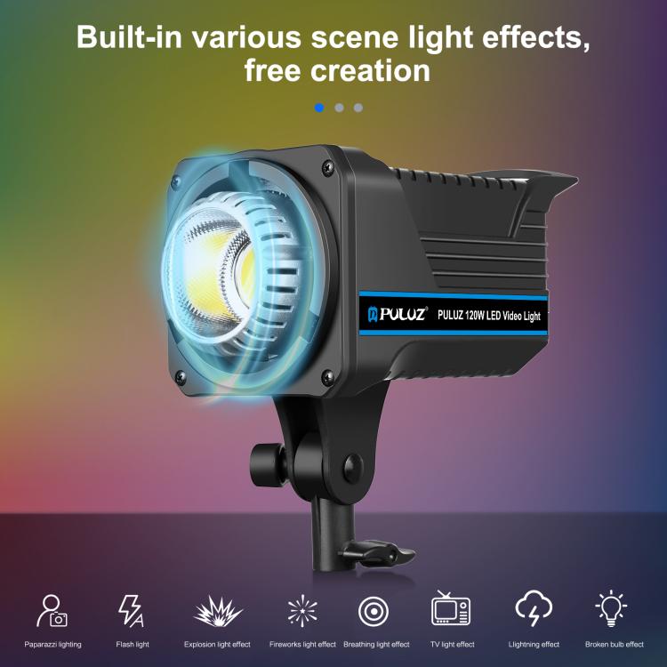 PULUZ 220V 120W Studio Video Light Dual Color Temperature Built-in Dissipate Heat System with Remote Control(EU Plug)