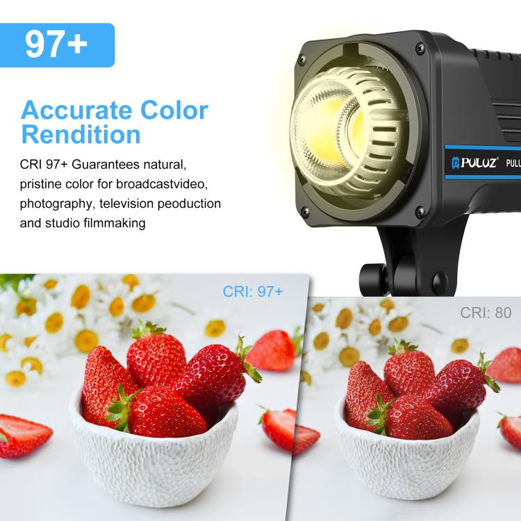 PULUZ 220V 120W Studio Video Light Dual Color Temperature Built-in Dissipate Heat System with Remote Control(EU Plug)