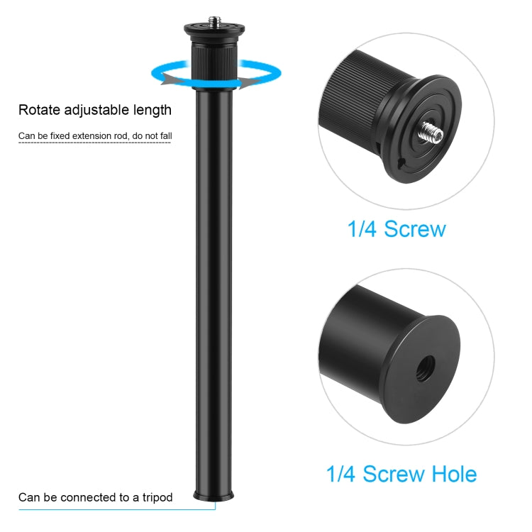 PULUZ C Clamp Mount Light Stand Extension Central Shaft Rod Monopod Holder Kits, Rod Length: 33-60cm(Black) - Monopods by PULUZ | Online Shopping South Africa | PMC TechLife | Buy Now Pay Later Mobicred
