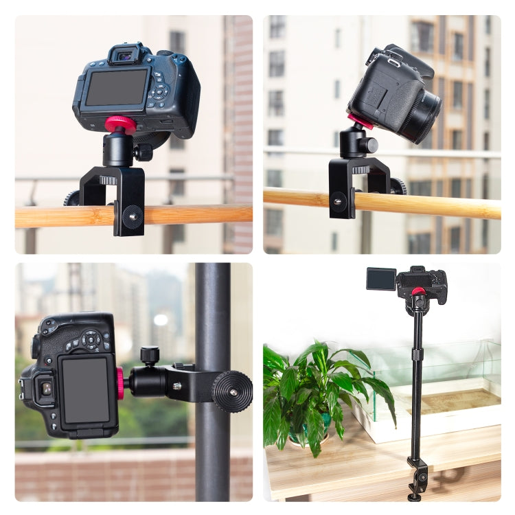 PULUZ C Clamp Mount Light Stand Extension Central Shaft Rod Monopod Holder Kits, Rod Length: 33-60cm(Black) - Monopods by PULUZ | Online Shopping South Africa | PMC TechLife | Buy Now Pay Later Mobicred