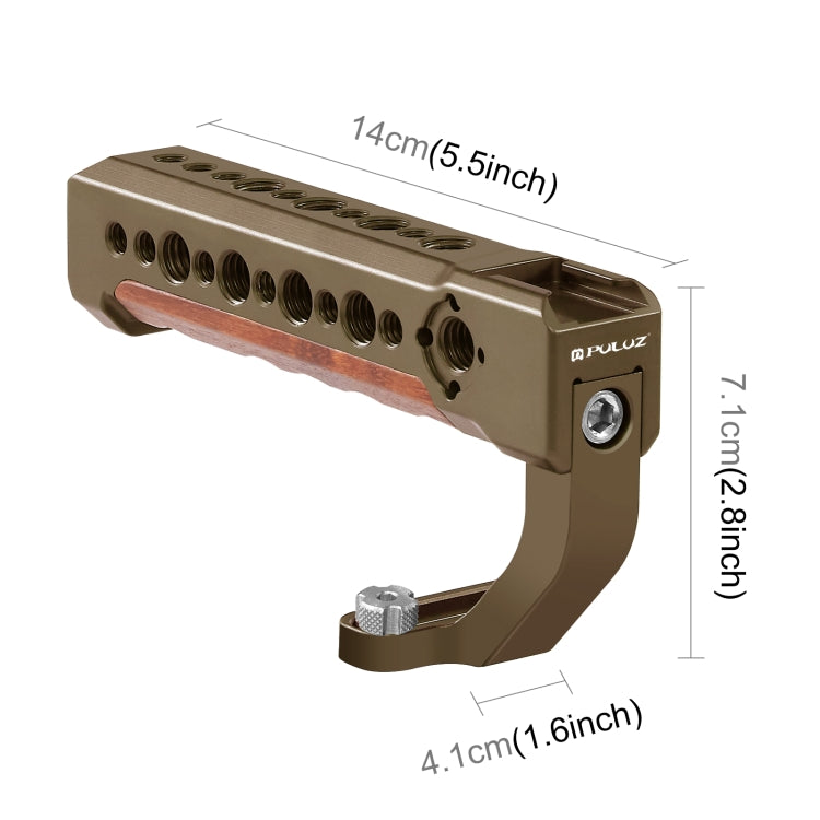 PULUZ Camera Wooden Top Handle with Cold Shoe Mount for Mirrorless Camera Cage Stabilizer(Bronze) - free shipping - PMC TechLife - Order now!