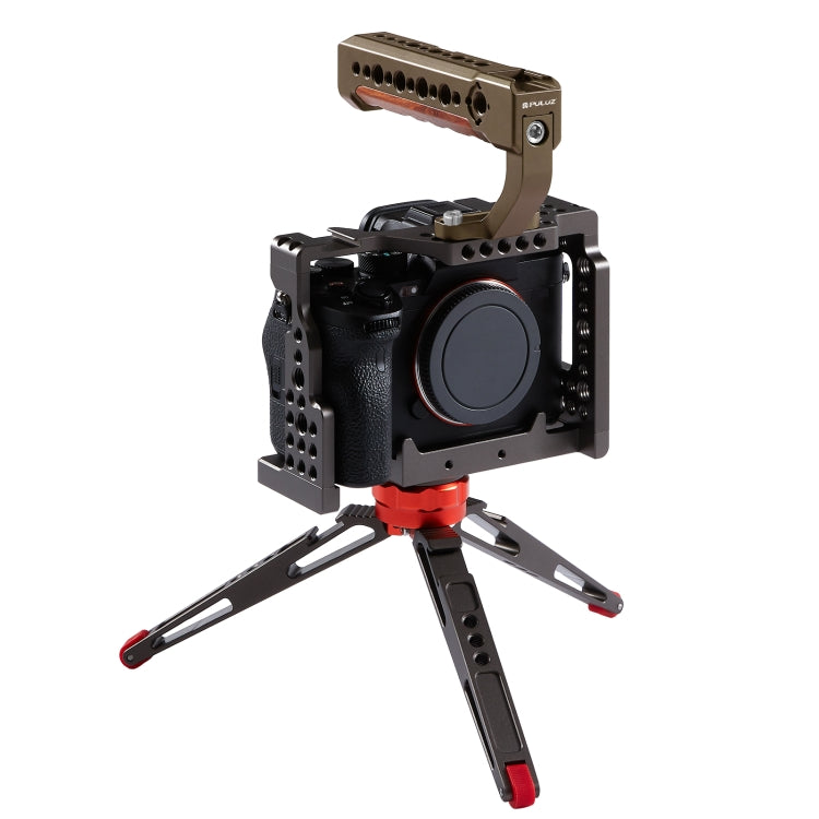 PULUZ Camera Wooden Top Handle with Cold Shoe Mount for Mirrorless Camera Cage Stabilizer(Bronze) - free shipping - PMC TechLife - Order now!