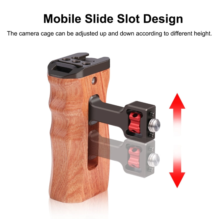 PULUZ 3/8 inch Screw Universal Camera Wooden Side Handle with Cold Shoe Mount for Camera Cage Stabilizer(Bronze) - free shipping - PMC TechLife - Order now!