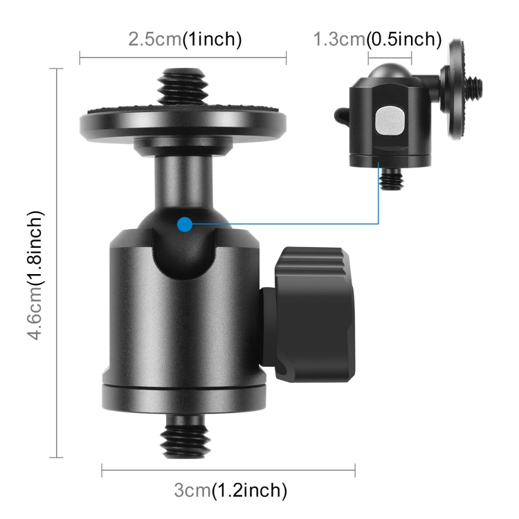 PULUZ 1/4 inch Outer Screw Metal Tripod Ball Head Adapter with Knob Lock(Black) - free shipping - PMC TechLife - Order now!