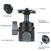 PULUZ 360 Panorama Aluminum Alloy Tripod Ball Head Adapter with Knob Lock(Black)
