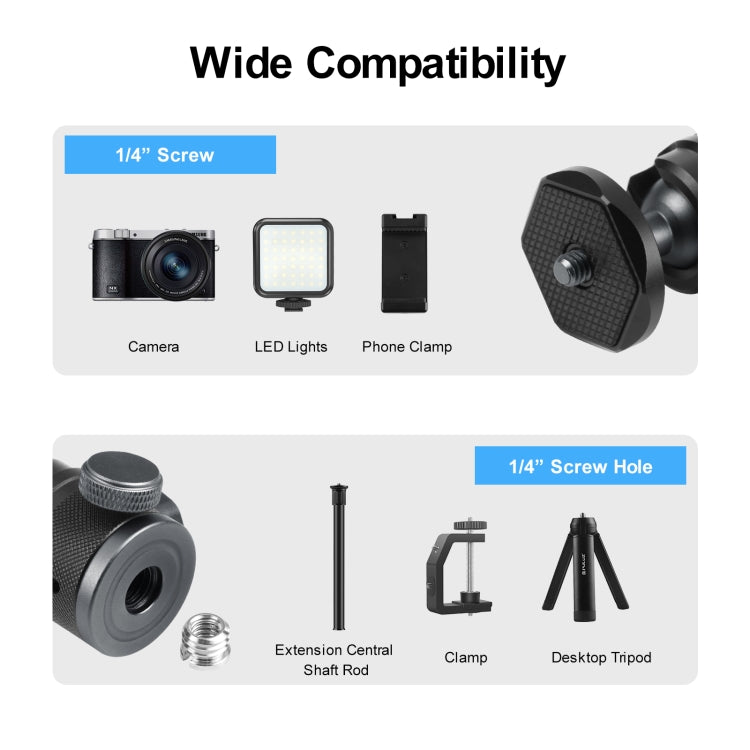 PULUZ 360 Panorama Aluminum Alloy Tripod Ball Head Adapter with Knob Lock(Black) - Tripod Heads by PULUZ | Online Shopping South Africa | PMC TechLife | Buy Now Pay Later Mobicred
