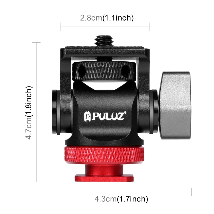 PULUZ Mini 180 Degree Swing Tripod Ball Head Cold Shoe Mount Adapter(Red) - Tripod Heads by PULUZ | Online Shopping South Africa | PMC TechLife | Buy Now Pay Later Mobicred