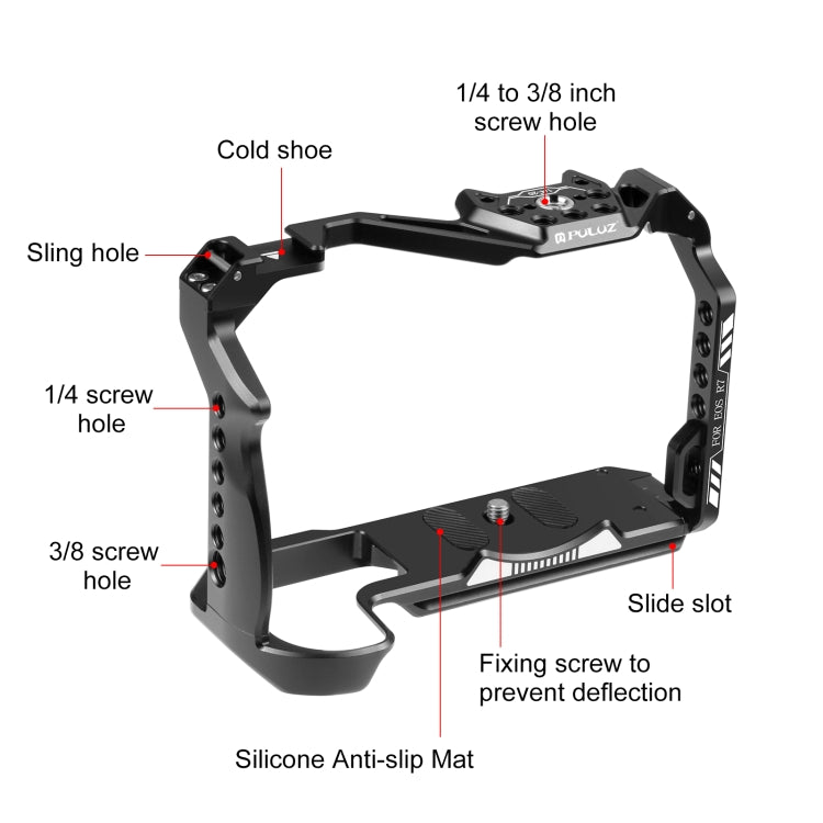 For Canon EOS R7 PULUZ Metal Camera Cage Stabilizer Rig(Black) - free shipping - PMC Jewellery - Order now!