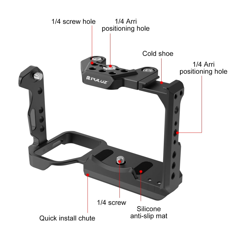 For Sony ILME-FX30 / FX3 PULUZ Metal Camera Cage Stabilizer Rig with NOTA Slider(Black) - free shipping - PMC TechLife - Order now!