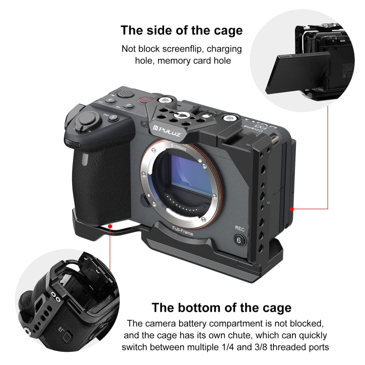 For Sony ILME-FX30 / FX3 PULUZ Metal Camera Cage Stabilizer Rig with NOTA Slider(Black) - free shipping - PMC Jewellery - Order now!