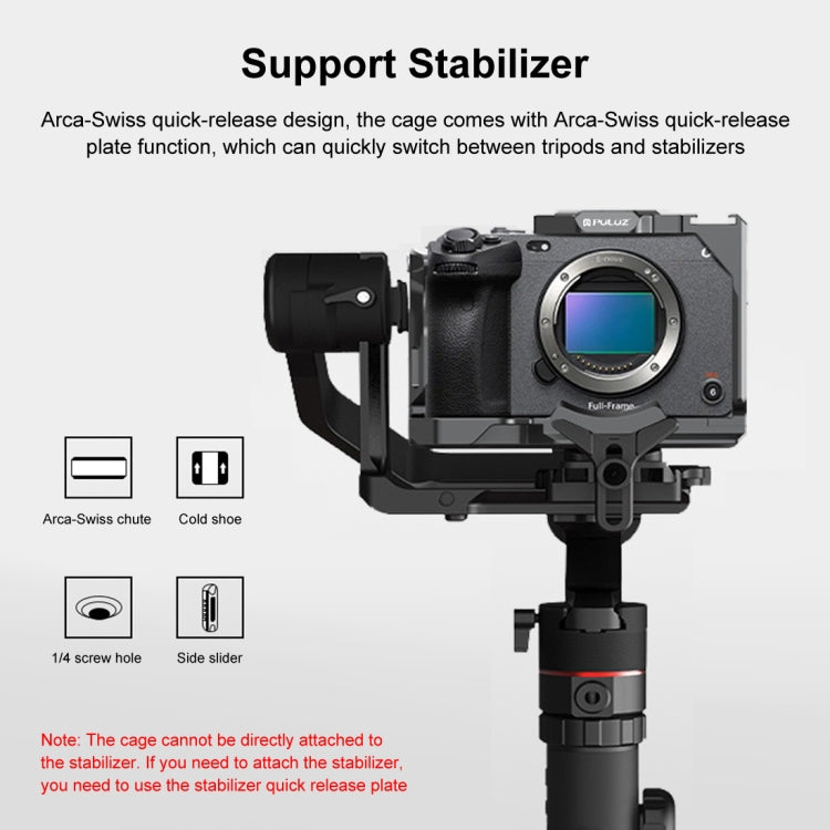 For Sony ILME-FX30 / FX3 PULUZ Metal Camera Cage Stabilizer Rig with NOTA Slider(Black) - free shipping - PMC Jewellery - Order now!