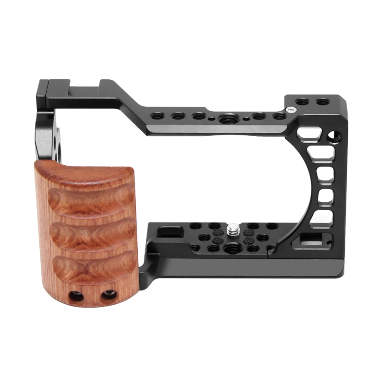 For Sony A6400 / A6300 / A6100 / A6000 PULUZ Wood Handle Metal Camera Cage Stabilizer Rig - free shipping - PMC Jewellery - Order now!