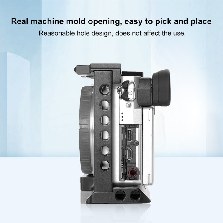 For Sony A6400 / A6300 / A6100 / A6000 PULUZ Wood Handle Metal Camera Cage Stabilizer Rig - free shipping - PMC Jewellery - Order now!