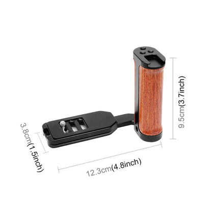 PULUZ Wooden Left Side Handle Vertical Shoot Quick Release L Plate - free shipping - PMC Jewellery - Order now!