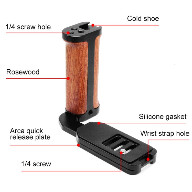 PULUZ Wooden Left Side Handle Vertical Shoot Quick Release L Plate - free shipping - PMC Jewellery - Order now!
