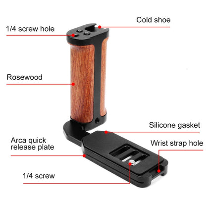 PULUZ Wooden Left Side Handle Vertical Shoot Quick Release L Plate - free shipping - PMC Jewellery - Order now!