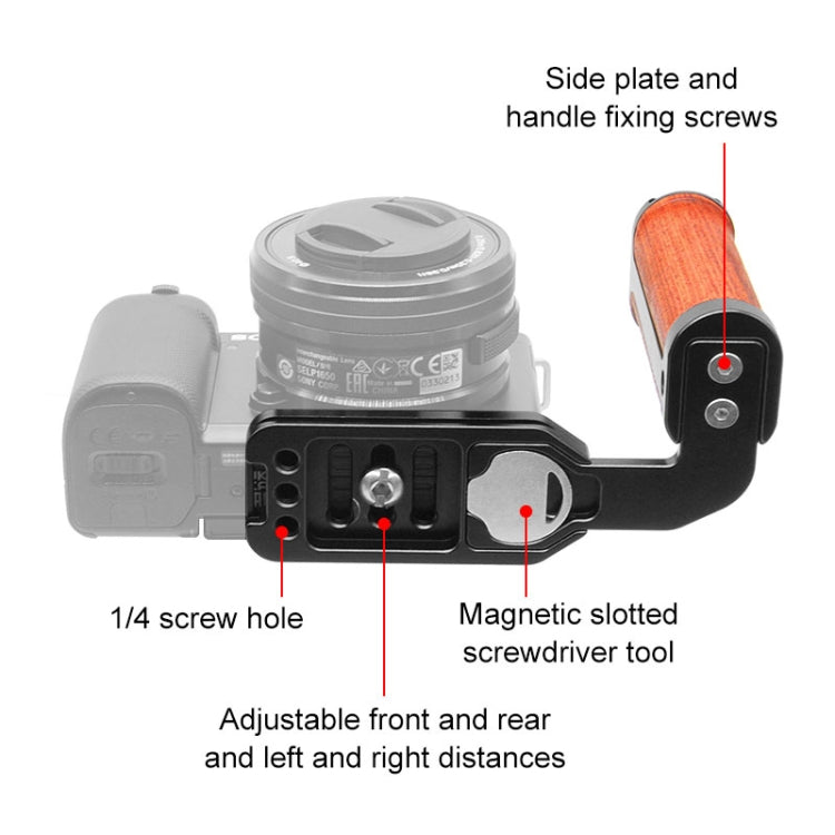PULUZ Wooden Left Side Handle Vertical Shoot Quick Release L Plate - free shipping - PMC Jewellery - Order now!