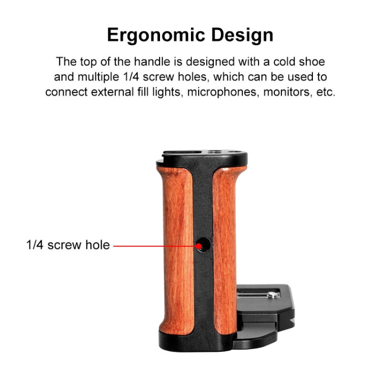 PULUZ Wooden Left Side Handle Vertical Shoot Quick Release L Plate - free shipping - PMC Jewellery - Order now!