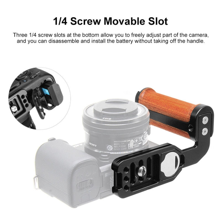 PULUZ Wooden Left Side Handle Vertical Shoot Quick Release L Plate - free shipping - PMC Jewellery - Order now!