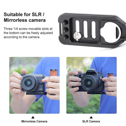 PULUZ Wooden Left Side Handle Vertical Shoot Quick Release L Plate - free shipping - PMC Jewellery - Order now!