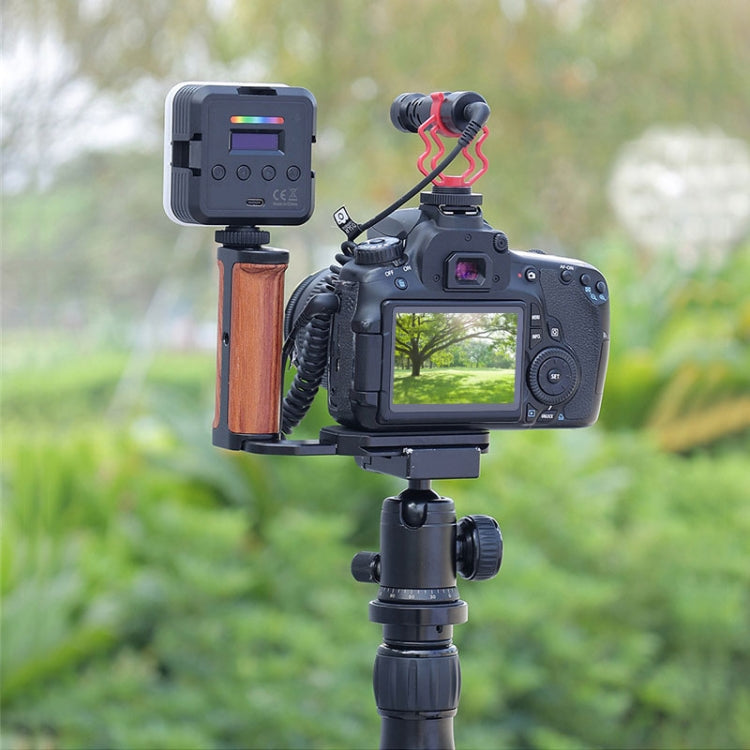 PULUZ Wooden Left Side Handle Vertical Shoot Quick Release L Plate - free shipping - PMC Jewellery - Order now!