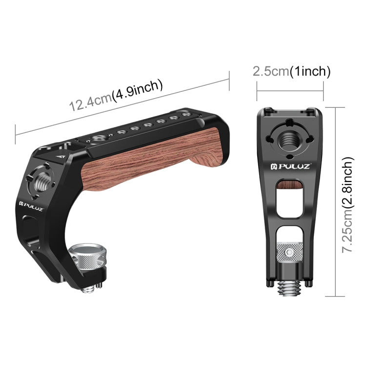 PULUZ Arri Metal Wooden Top Handle with Cold Shoe Mount for Mirrorless Camera Cage Stabilizer (Black) - Camera Stabilizer by PULUZ | Online Shopping South Africa | PMC TechLife | Buy Now Pay Later Mobicred