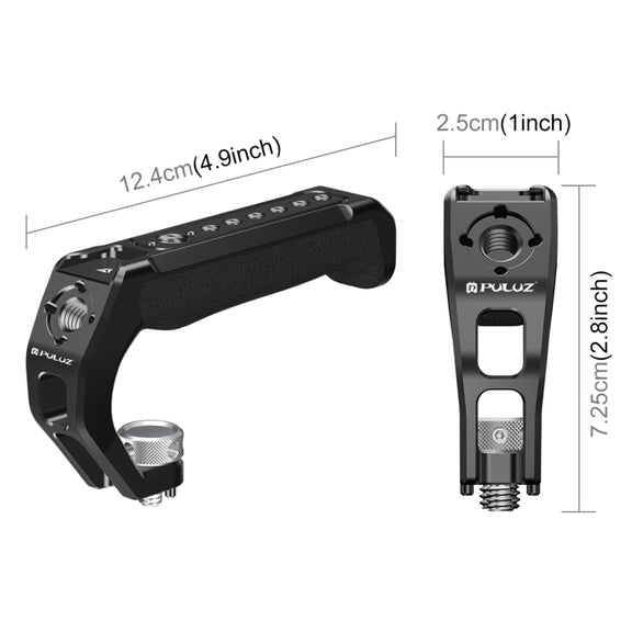 PULUZ Arri Metal Silicone Top Handle with Cold Shoe Mount for Mirrorless Camera Cage Stabilizer (Black)