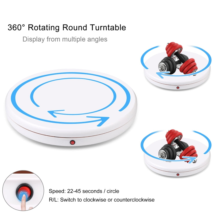 PULUZ 45cm Remote Control Adjusting Speed Rotating Turntable Display Stand, White, Load 100kg(US Plug) - free shipping - PMC TechLife - Order now!