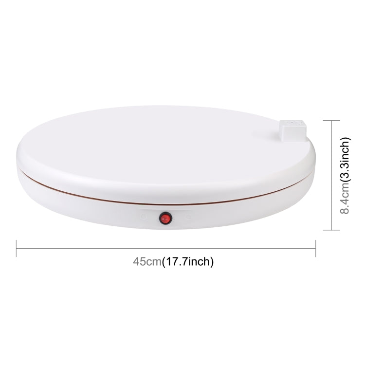 PULUZ 45cm Remote Control Adjusting Speed Rotating Turntable Display Stand with Power Socket, White, Load 100kg(EU Plug)