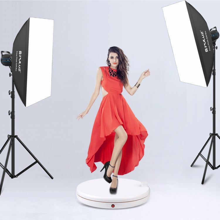 PULUZ 45cm Remote Control Adjusting Speed Rotating Turntable Display Stand with Power Socket, White, Load 100kg(EU Plug)