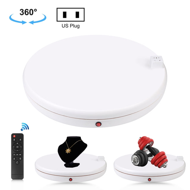 PULUZ 45cm Remote Control Adjusting Speed Rotating Turntable Display Stand with Power Socket, White, Load 100kg(US Plug)
