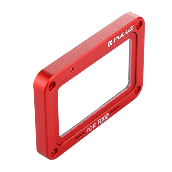 PULUZ Aluminum Alloy Flame + Tempered Glass Lens Protector for Sony RX0 / RX0 II, with Screws and Screwdrivers(Red)