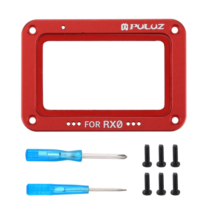 PULUZ Aluminum Alloy Flame + Tempered Glass Lens Protector for Sony RX0 / RX0 II, with Screws and Screwdrivers(Red) - Lens Cover by PULUZ | Online Shopping South Africa | PMC TechLife | Buy Now Pay Later Mobicred