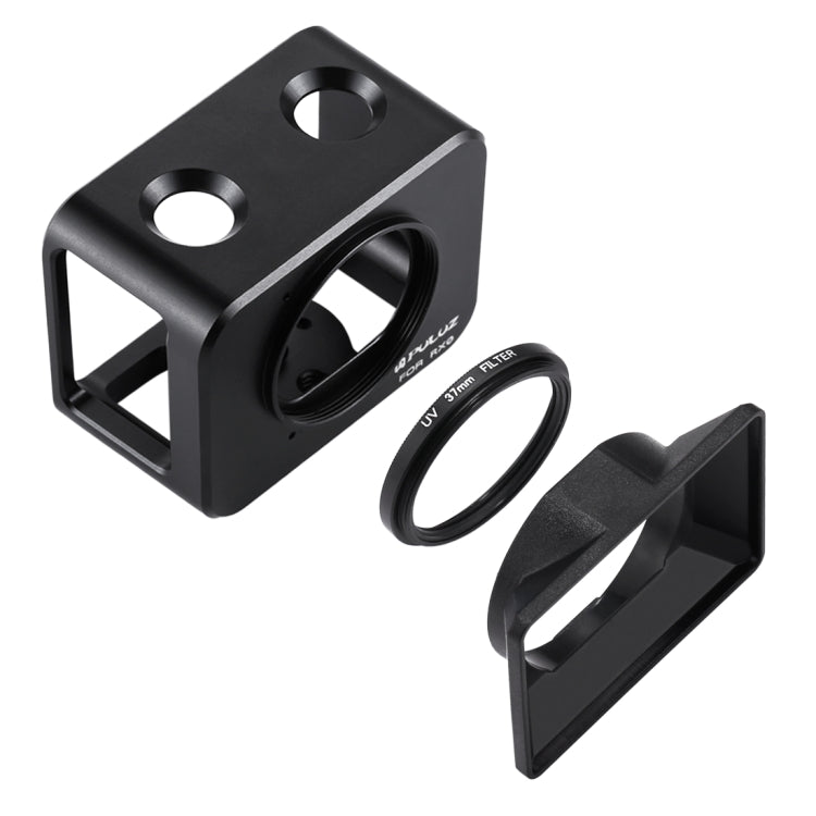 PULUZ for Sony RX0 Aluminum Alloy Protective Cage + 37mm UV Filter Lens + Lens Sunshade with Screws and Screwdrivers(Black) - Metal Cases by PULUZ | Online Shopping South Africa | PMC TechLife | Buy Now Pay Later Mobicred