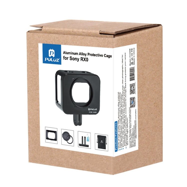 PULUZ for Sony RX0 Aluminum Alloy Protective Cage + 37mm UV Filter Lens + Lens Sunshade with Screws and Screwdrivers(Black) - Metal Cases by PULUZ | Online Shopping South Africa | PMC TechLife | Buy Now Pay Later Mobicred